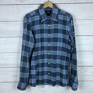 Dsquared2 Button Up Shirt Cotton Plaid Blue Men’s Size 44
